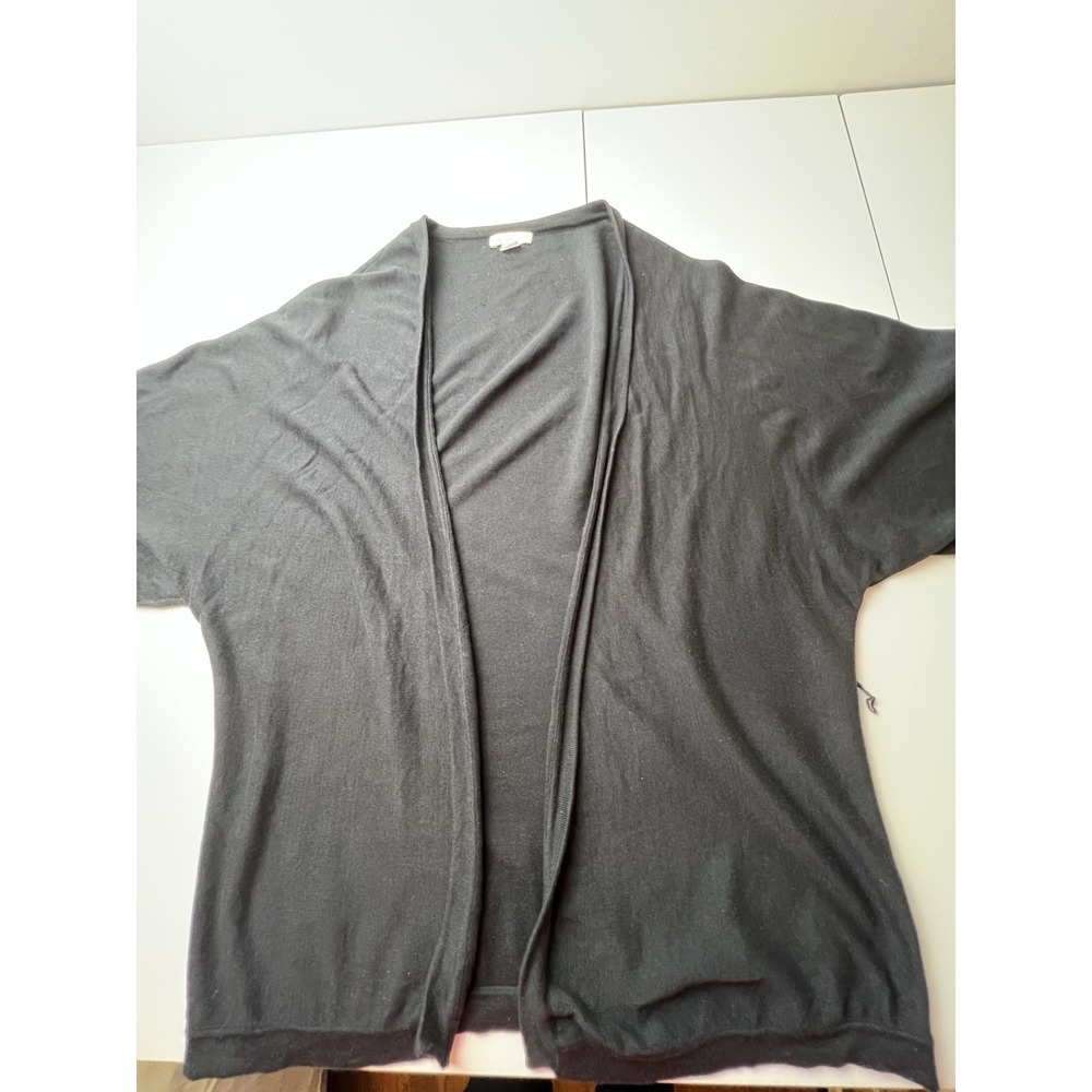 Garnet‎ Hill Silk/Cotton  Cardigan Women's XS Open Black  1/2 Sleeve NO TIE